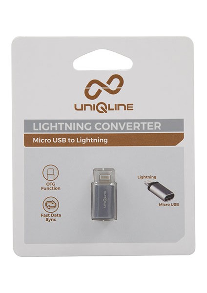 UN-OT20 Gümüş Metal Gövde Microusb 5pin F To Lightning M Çevirici