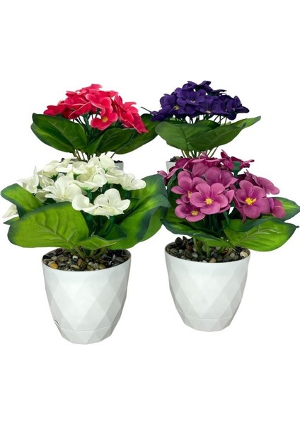 Yapay Çiçek Kadife Menekşe 4 Adet Gerçekçi Doku Karışık Renkli fiyatları