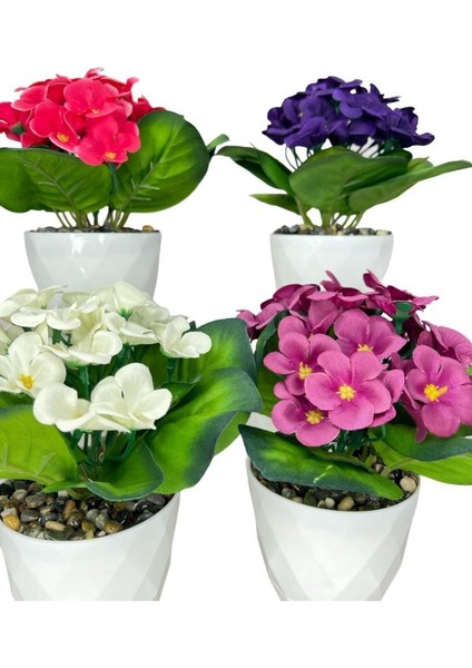 Yapay Çiçek Kadife Menekşe 4 Adet Gerçekçi Doku Karışık Renkli modelleri