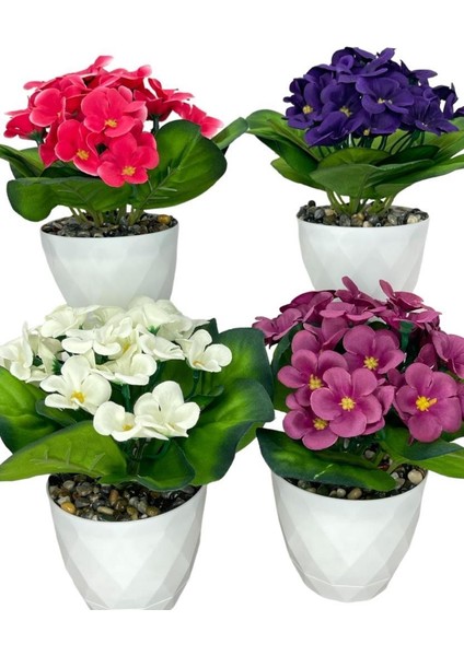 Yapay Çiçek Kadife Menekşe 4 Adet Gerçekçi Doku Karışık Renkli fırsatları