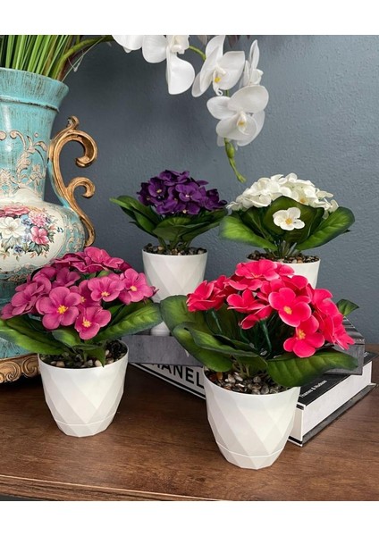 Yapay Çiçek Kadife Menekşe 4 Adet Gerçekçi Doku Karışık Renkli indirimleri