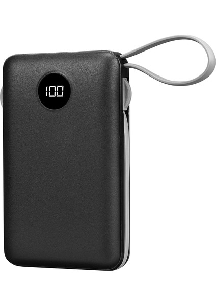 P102 10000MAH Prm 2*usb+Type-C+Micro+Lightning Siyah LCD Taşınabilir Pil Şarj Cihazı Powerban