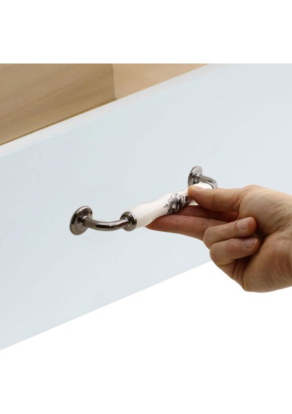 Lüks Porselen Mobilya Çekmece Dolap Kapak Kulpu Kulbu 128 mm Beyaz Füme fiyatları