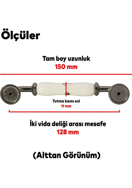 Lüks Porselen Mobilya Çekmece Dolap Kapak Kulpu Kulbu 128 mm Beyaz Füme modelleri
