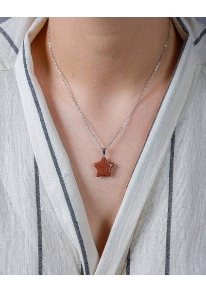 Doğaltaş Yıldıztaşı Yıldız Model Kolye Ucu