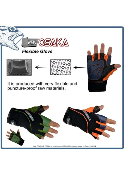 New Osaka Flexıble Glowe Balıkçı Eldiveni - Turuncu - L - Xl