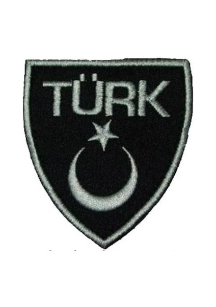 Türk Yazılı Bayrak Haki-Siyah Nakış Işleme Arma Patch Peç Kumaş