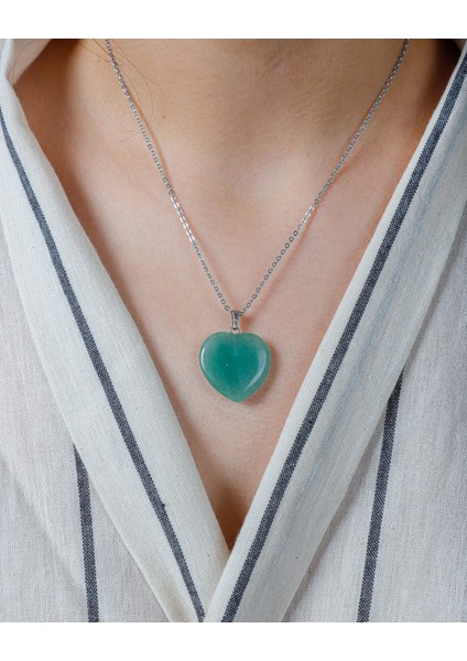 Doğaltaş Aventurin Kalp Kolye Ucu