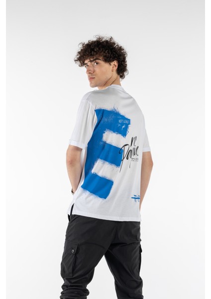 Erkek Yazı Baskılı Oversize Kısa Kollu Bisiklet Yaka T-Shirt fiyatları