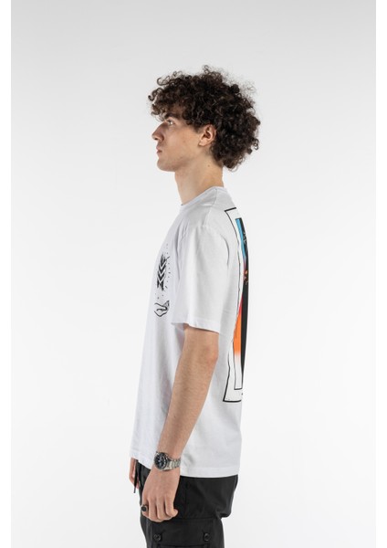 Erkek Hand Baskılı Oversize Kısa Kollu Bisiklet Yaka T-Shirt indirimleri