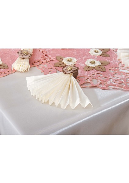 Afife Kadife Pudra Krem Sofra Takımı 8 Kişilik 160X230 cm 34 Parça -1428 modelleri