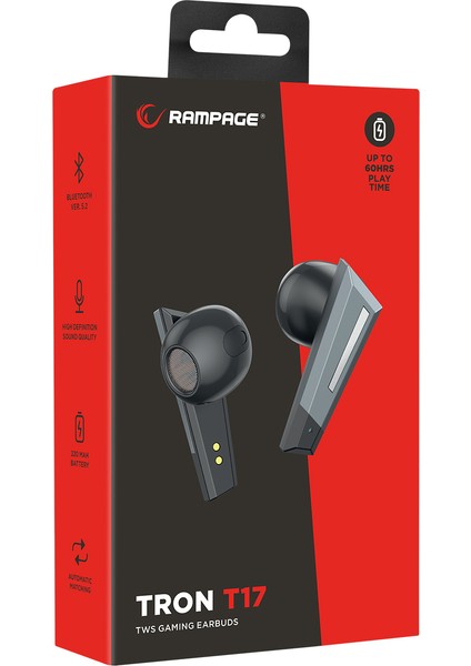 RM-TWS02G Tron T17 Gri/siyah Mobile+Pc Uyumlu Bluetooth Tws Gaming Oyuncu Mikrofonlu Kulaklık fırsatları