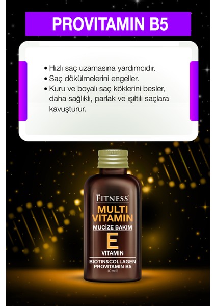 Acil Onarıcı Mucize Bakım E Vitamini Biotin Collagen Provitamin B5 Multivitamin Saç Bakım Kürü 10 ml