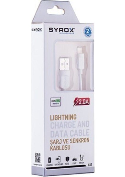C12 Apple iPhone USB Şarj ve Data Kablosu 2.0A