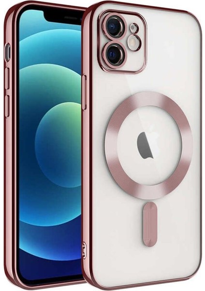 iPhone 11 Kılıf Magsafe Köşeleri Renkli Lüx Şeffaf Kamera Lens Korumalı