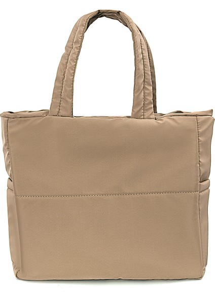 Fermuarlı Puf Şişme Büyük Boy Omuz ve Kol Vizon Renk Kadın Çanta Shopper Big Bag fiyatları