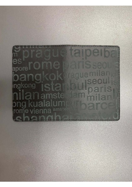 Ülke Isimleri Baskılı Siyah Deri Pasaport Kılıfı modelleri
