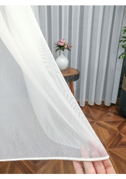 Taç Bambu Keten 1/3 Sık Pile Tül Perde Tek Kanat - Ekru 100 x 260 cm
