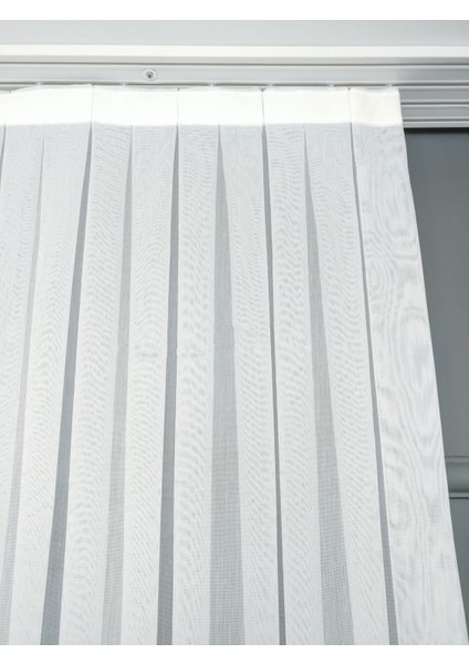 Taç Bambu Keten 1/3 Sık Pile Tül Perde Tek Kanat - Ekru 100 x 260 cm fırsatları
