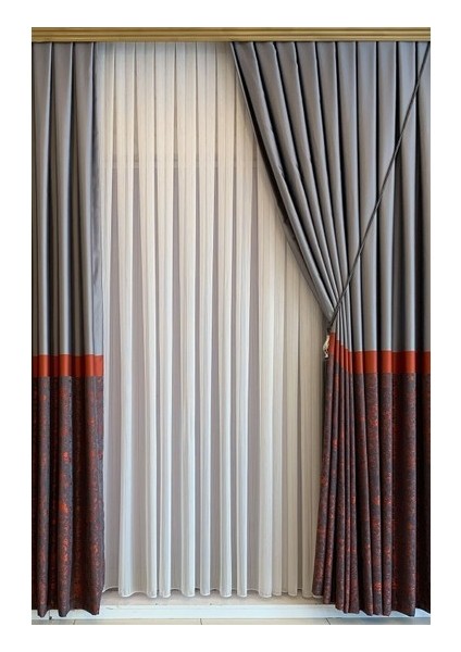 İnce Çizgi Desenli1-3 Sık Pileli 475 x 250 cm Tül Perde