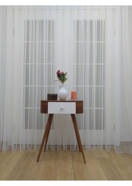 Grek Zemin Etekleri Kurşunlu 1-2 Seyrek Pileli Tül Perde 575 x 250 cm