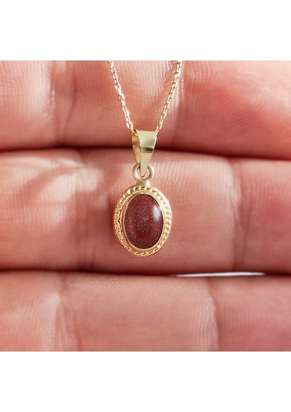 Altın Bordo Nostaljik Taşlı Kolye modelleri