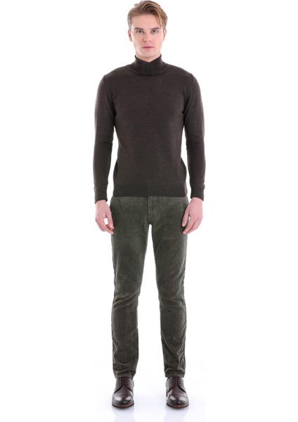 Kahverengi Regular Fit Düz Balıkçı Yaka Yün Triko Kazak modelleri