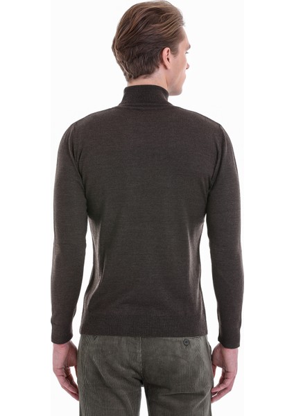 Kahverengi Regular Fit Düz Balıkçı Yaka Yün Triko Kazak fırsatları
