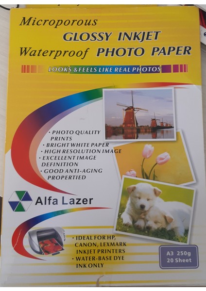 A3 250 G 20 Adet Parlak Fotoğraf Kağıdı Microporous Waterproof