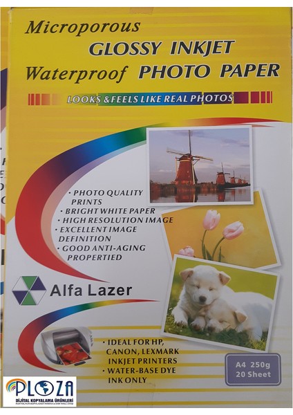 A4 250 G 20 Adet Parlak Fotoğraf Kağıdı Microporous Waterproof