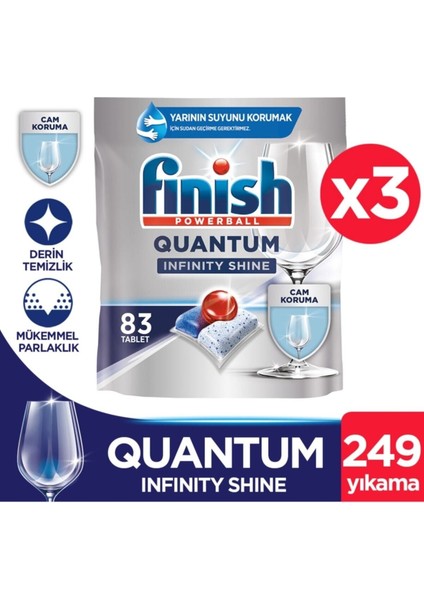 Quantum Infinity Shine 249 Kapsül Bulaşık Makinesi Deterjanı Tableti (83X3)