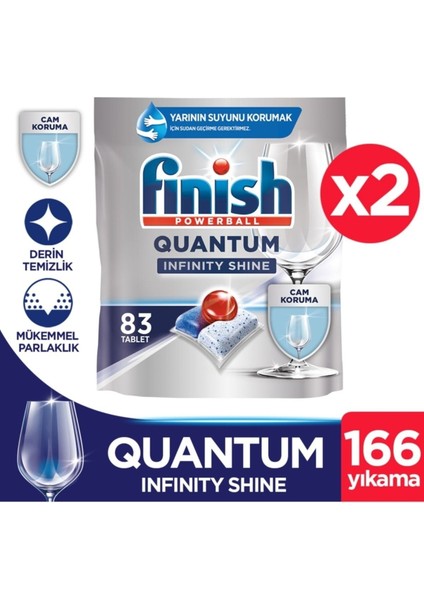 Quantum Infinity Shine 166 Kapsül Bulaşık Makinesi Deterjanı Tableti (83X2)