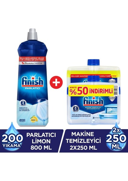 Bulaşık Makinesi Parlatıcı 800   ml 'limon + Bulaşık Makinesi Temizleyici Sıvı 2 x 250   ml