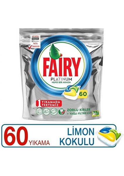 Platinum 60 Yıkama Bulaşık Makinesi Deterjanı Kapsülü 'limon Kokulu