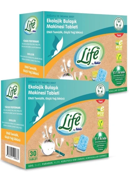 Life by Fakir 'life By Fakir Ekolojik Vegan Bulaşık Makinesi Tablet Deterjanı(30'lu) 2 Adet