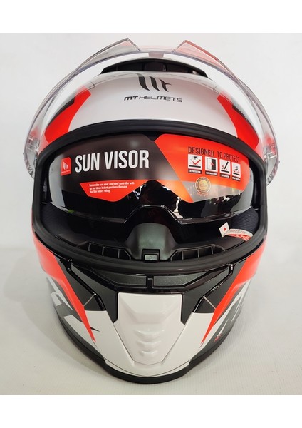 Kask Thunder 4sv Valiant A0 Gloss Pearl White - Iç Güneş Vizörlü modelleri