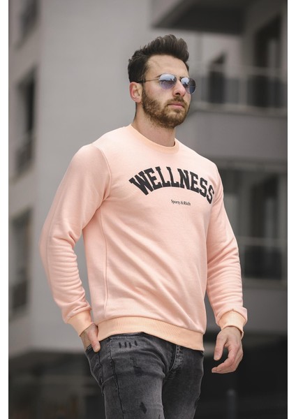 Wellness Slim Fit Üç Iplik Şardonsuz Baskılı Erkek Sweatshirt