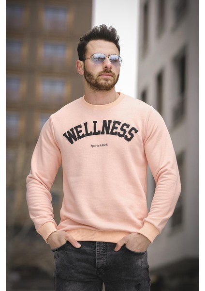 Wellness Slim Fit Üç Iplik Şardonsuz Baskılı Erkek Sweatshirt