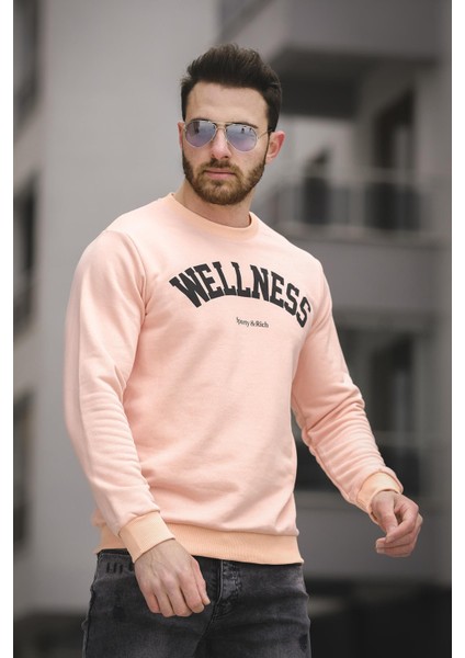 Wellness Slim Fit Üç Iplik Şardonsuz Baskılı Erkek Sweatshirt