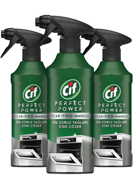 Perfect Power Fırın Ocak Mangal Için Sprey Temizleyici En Zor Yağları Çözer 435 ml 3 Adet