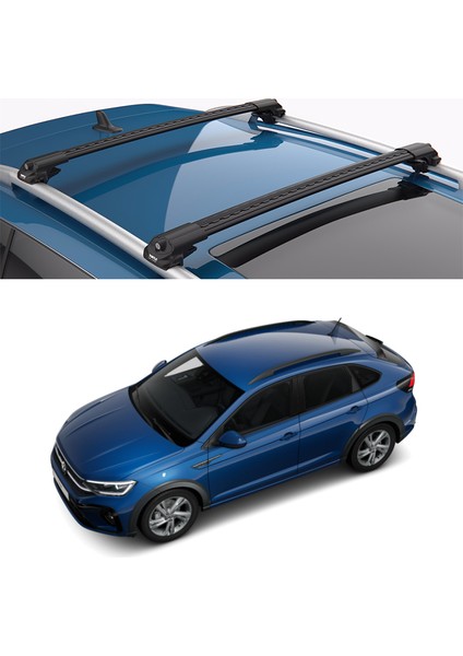 Volkswagen Taigo Turtle Air-1 Tavan Ara Atkı Seti, Portbagaj, Bisiklet , Kayak Taşıyıcı, Siyah ve Gri Renk