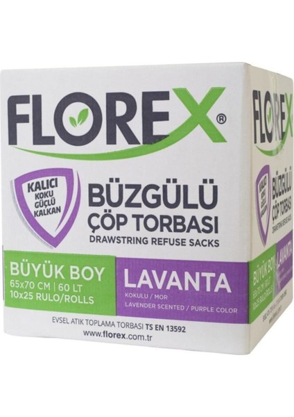 Lavanta Kokulu Büzgülü Büyük Boy Çöp Torbası