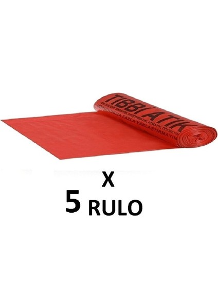 575 gram Tıbbi Atık Baskılı Orta Boy ( 55X60 cm ) Çöp Poşeti 5 Rulo 25*5=125 Adet