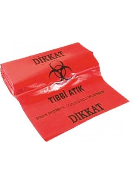 575 gram Tıbbi Atık Baskılı Orta Boy ( 55X60 cm ) Çöp Poşeti 5 Rulo 25*5=125 Adet