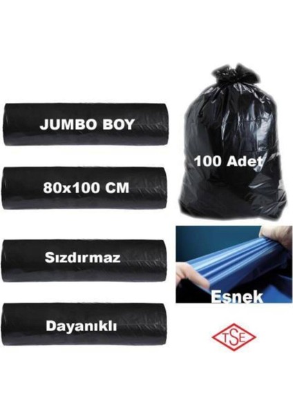 Çöp Poşeti Siyah Jumbo Boy 10'lu - 80 x 110 cm