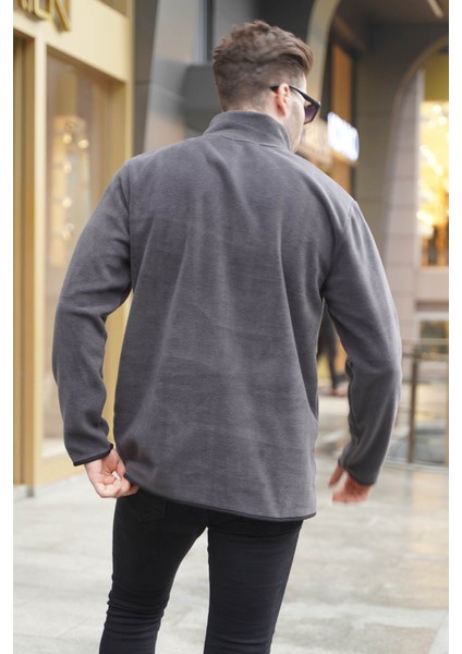 Füme Fermuar Yakalı Kanguru Cep Detaylı Polar 6018 fiyatları