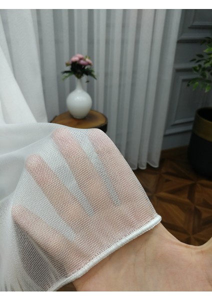 Taç Bambu Ekstraforlu Pilesiz Tül Perde Tek Kanat - Ekru 100 x 200 cm