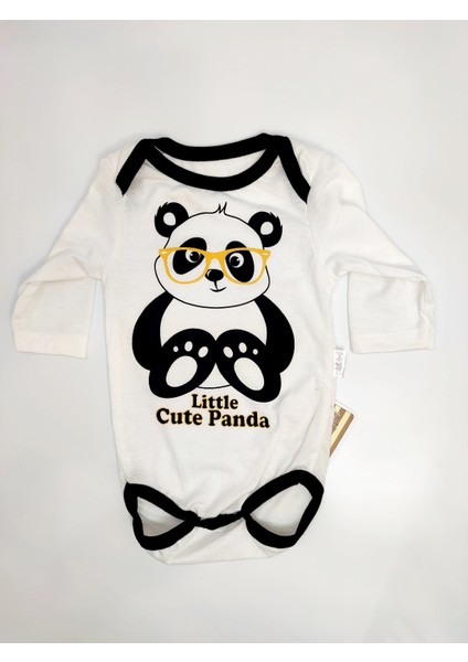 Minibird Panda Baskılı Badili Bebek 3lü Takım Siyah Beyaz