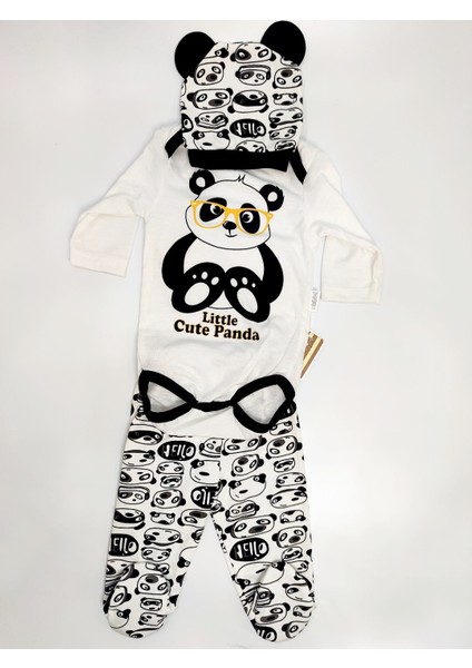Minibird Panda Baskılı Badili Bebek 3lü Takım Siyah Beyaz fiyatları