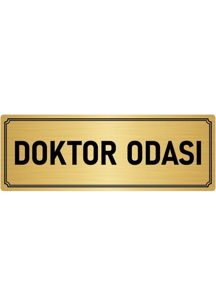 Metal Yönlendirme Levhası, Departman Kapı İsimliği Doktor Odası 7X20 cm Altın Renk